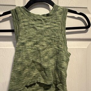 La Hearts Green Ribbed Tank Top